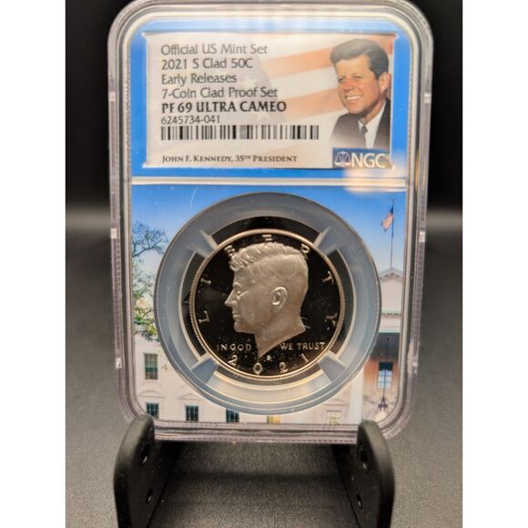 2021-S Kennedy Half PF69 Ultra Cameo NGC Early Releases Portrait Label - Picture 1 of 2